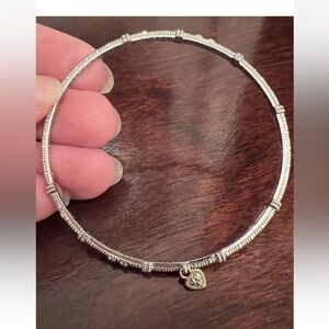 judith ripka JR sterling Silver 18k Bangle bracelet with Heart Charm